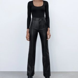Black flare leather pants from Zara